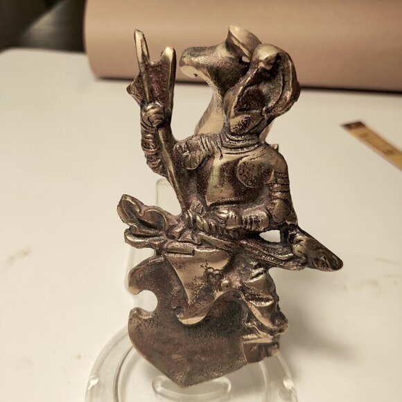 Brass Knight in Shining Armour Doorknocker 5.5" tall - Picture 6 of 7